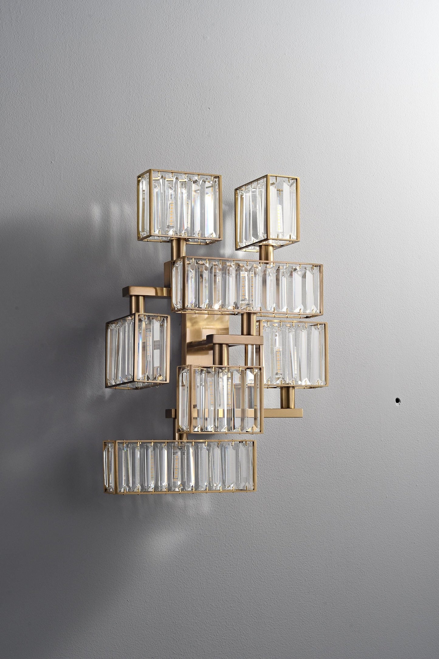 Bohemian Wall Art: Copper + Crystal Wall Lamp Mid-century Light Fixture