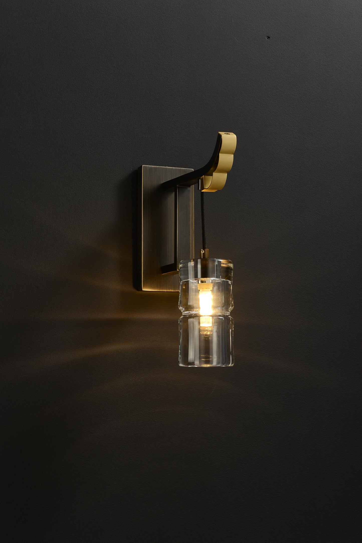 Art Deco Bronze Brushed Wall Light | Copper and Crystal Wall Lamp with Elegant Design