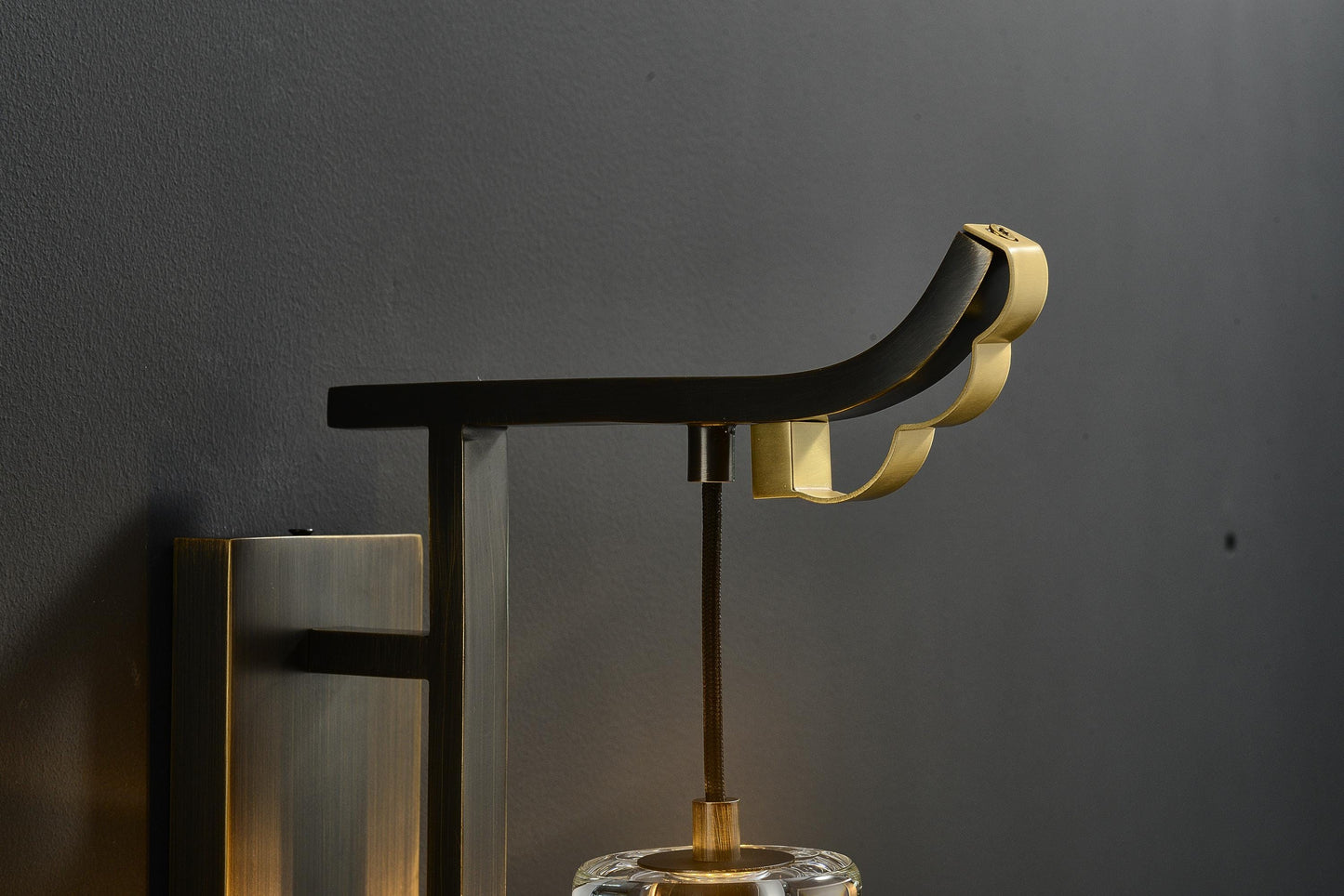 Sophisticated Copper and Crystal Wall Lighting | Bronze Brushed Wall Lamp with Modern Art Deco Flair
