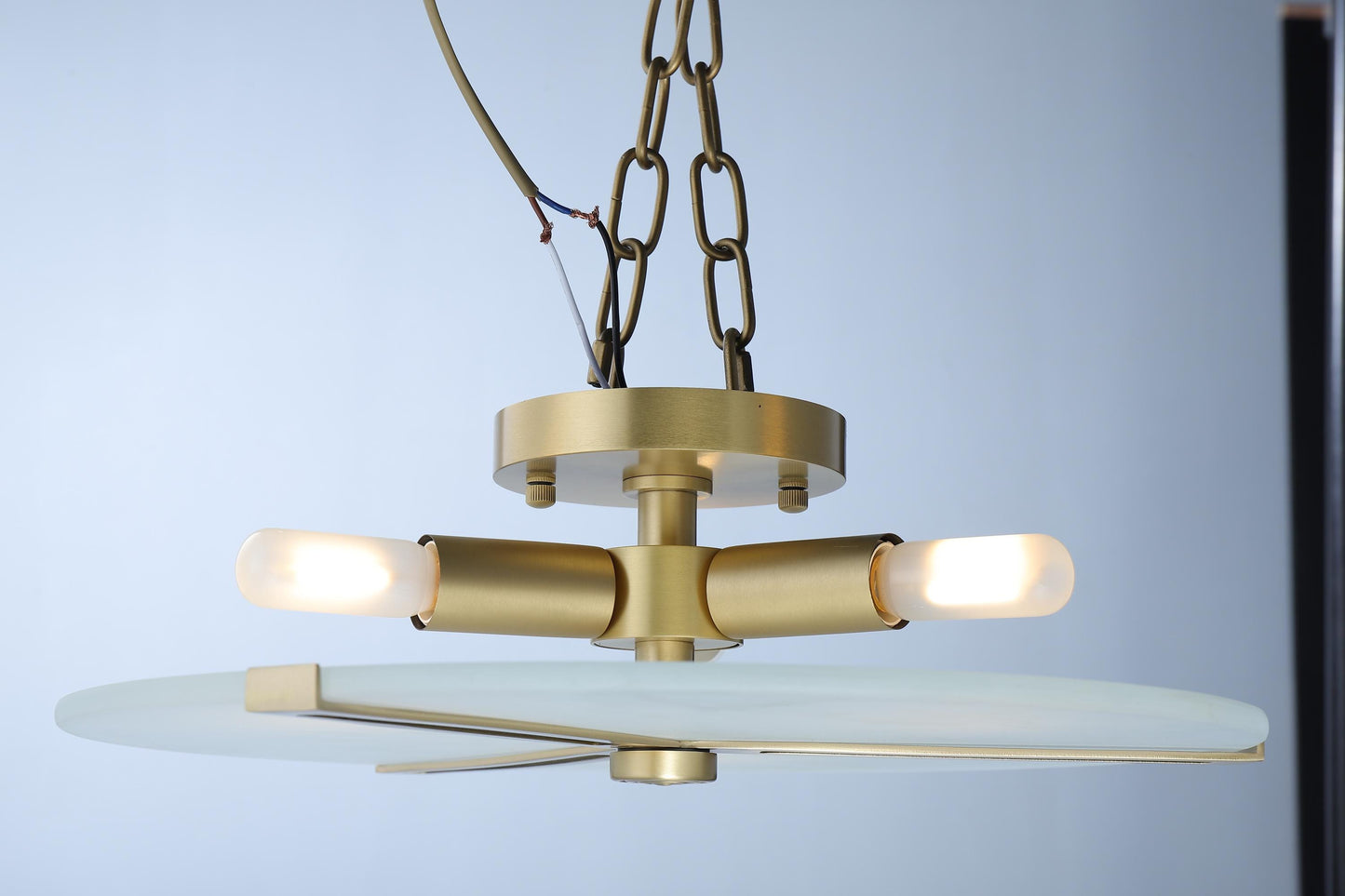 Contemporary Copper and Glass Ceiling Lamp | Designer Pendant Light Fixture with Elegant Industrial Style