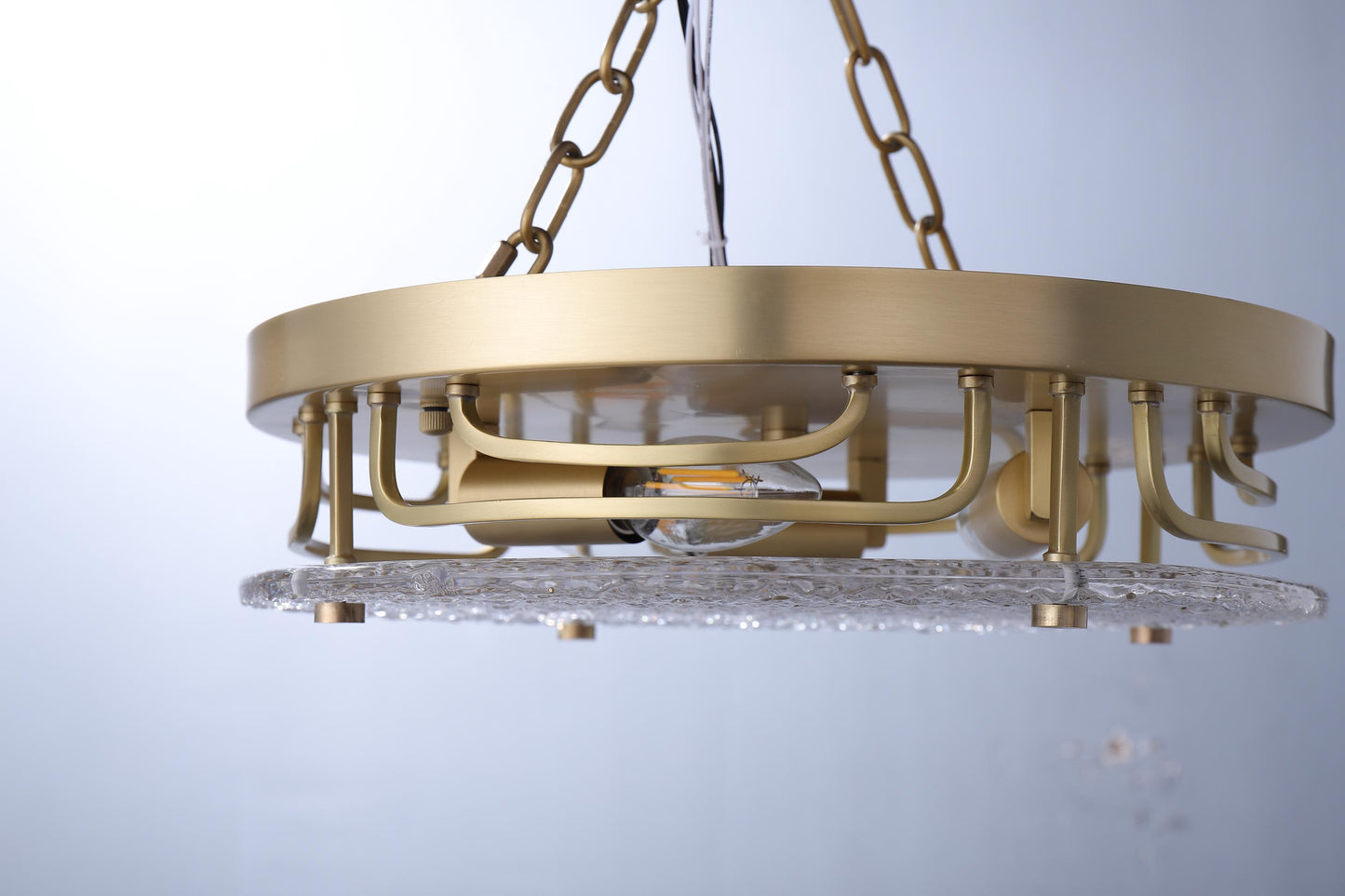 Contemporary Copper and Glass Ceiling Lamp – Modern Stylish Light, Elegant Vintage Copper Fixture with Glass Shade