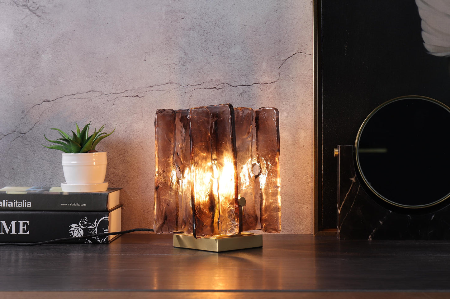 Copper and Glass Table Lamp | Modern Industrial Elegance | Stylish Vintage Copper Glass Desk Lighting