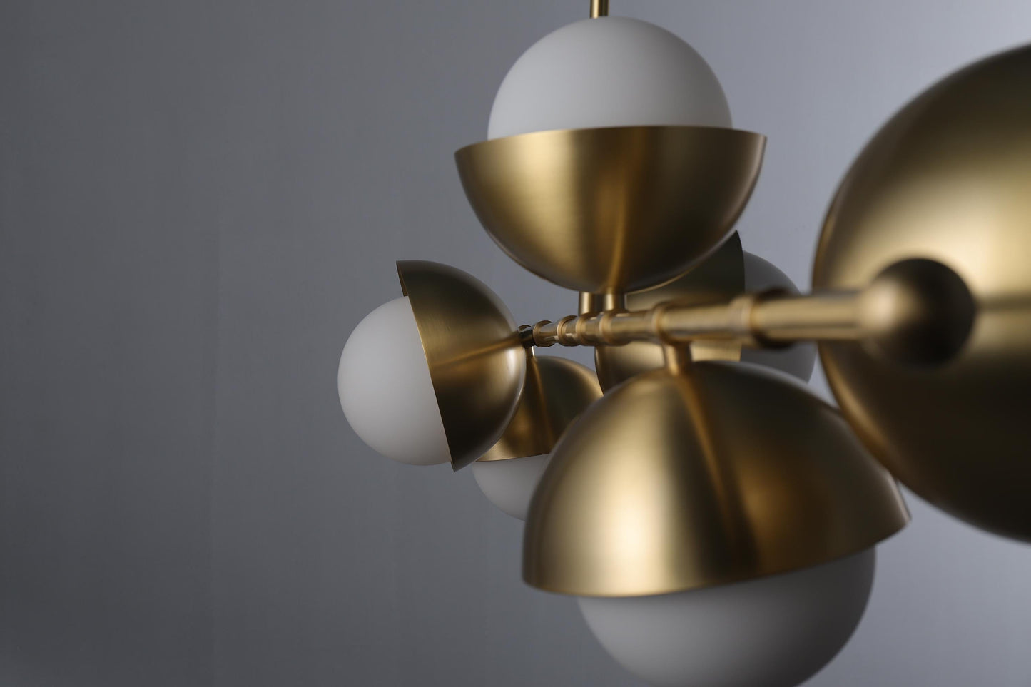 6-Globe Luxury Copper and Glass Chandelier | Mid-Century Modern, Industrial Style Statement Lighting with Contemporary Copper Finish