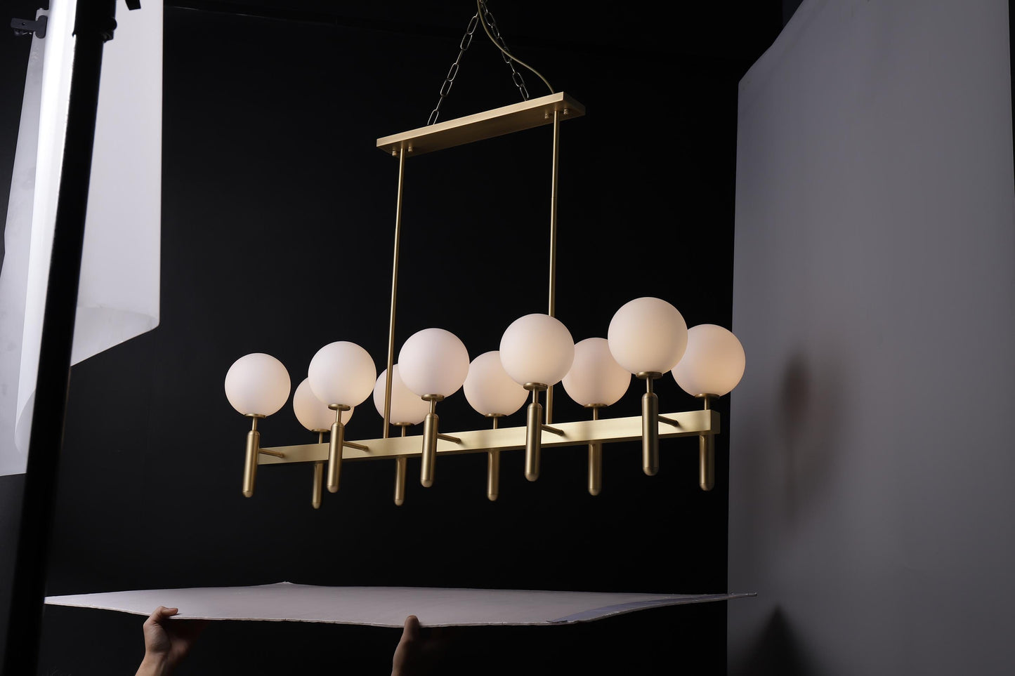 6 Light Custom Globes Copper and Glass Chandelier | A Unique Mid-Century Modern Statement with Vintage Industrial Style