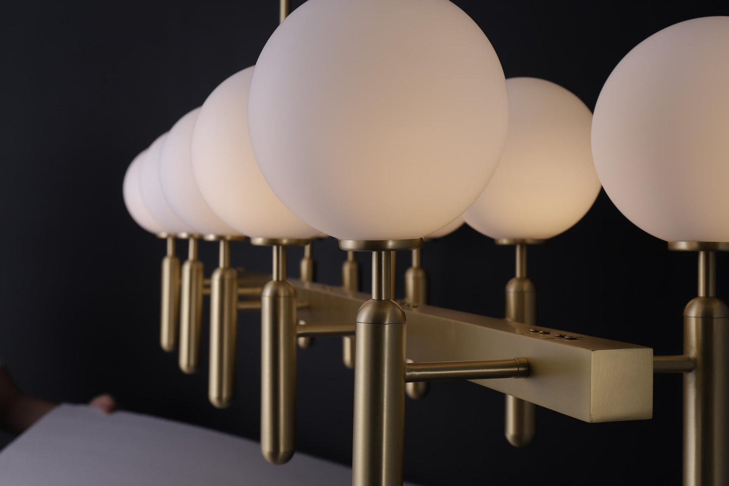 6 Light Custom Globes Copper and Glass Chandelier | A Unique Mid-Century Modern Statement with Vintage Industrial Style