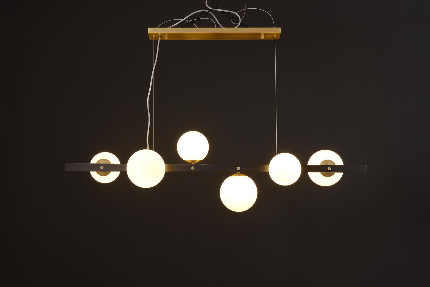 6-Light Vintage Design Copper and Glass Globe Chandelier | Copper and Black Light Fixture for Industrial Style Lighting