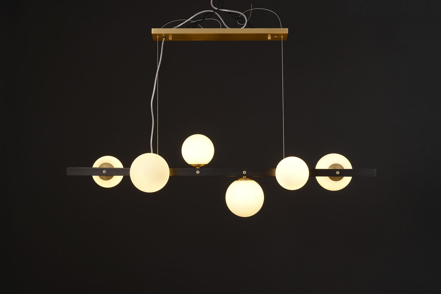 6-Light Vintage Design Copper and Glass Globe Chandelier | Copper and Black Light Fixture for Industrial Style Lighting
