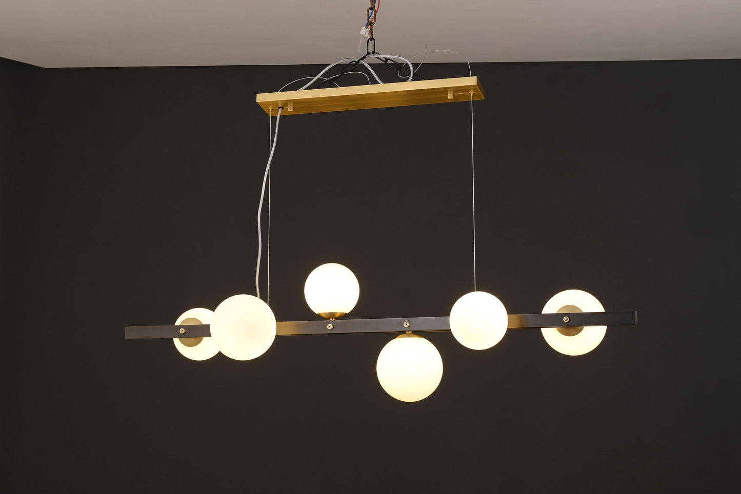 6-Light Vintage Design Copper and Glass Globe Chandelier | Copper and Black Light Fixture for Industrial Style Lighting