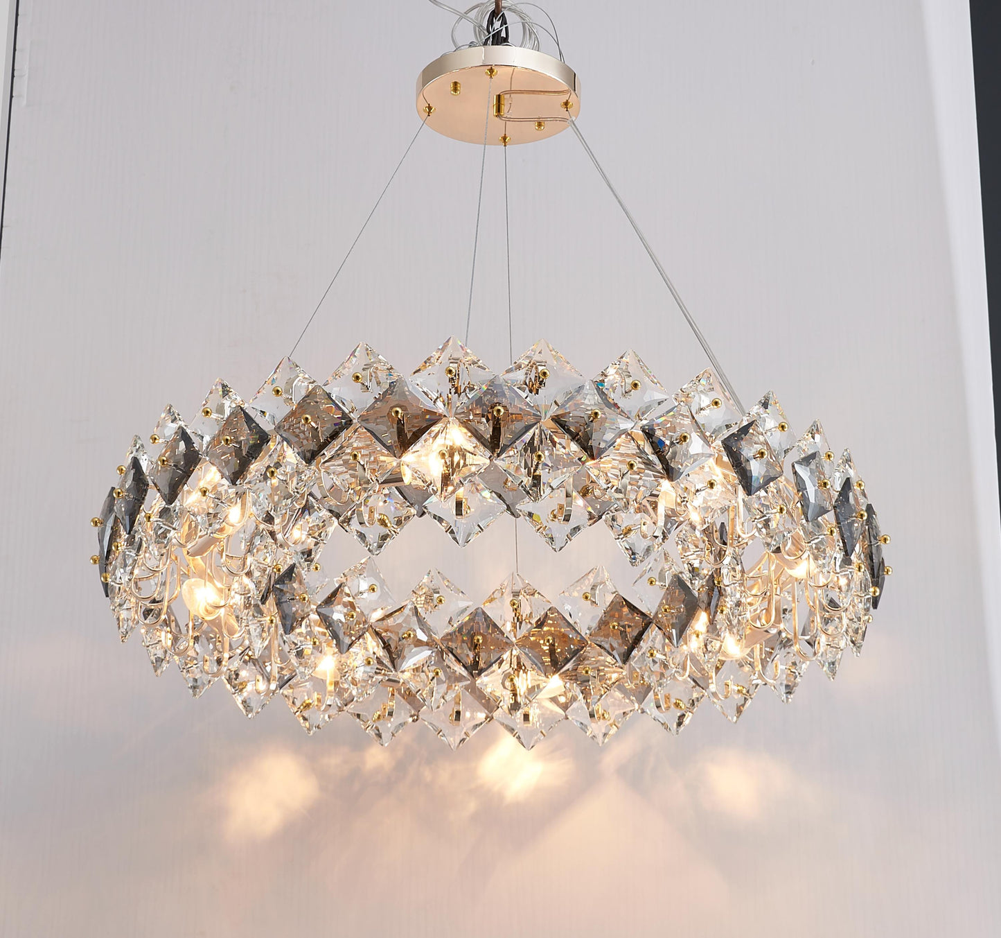 Premium Electroplated Gold Chandelier| Modern Hardware and Clear Light with Stunning K9 Crystal Accents