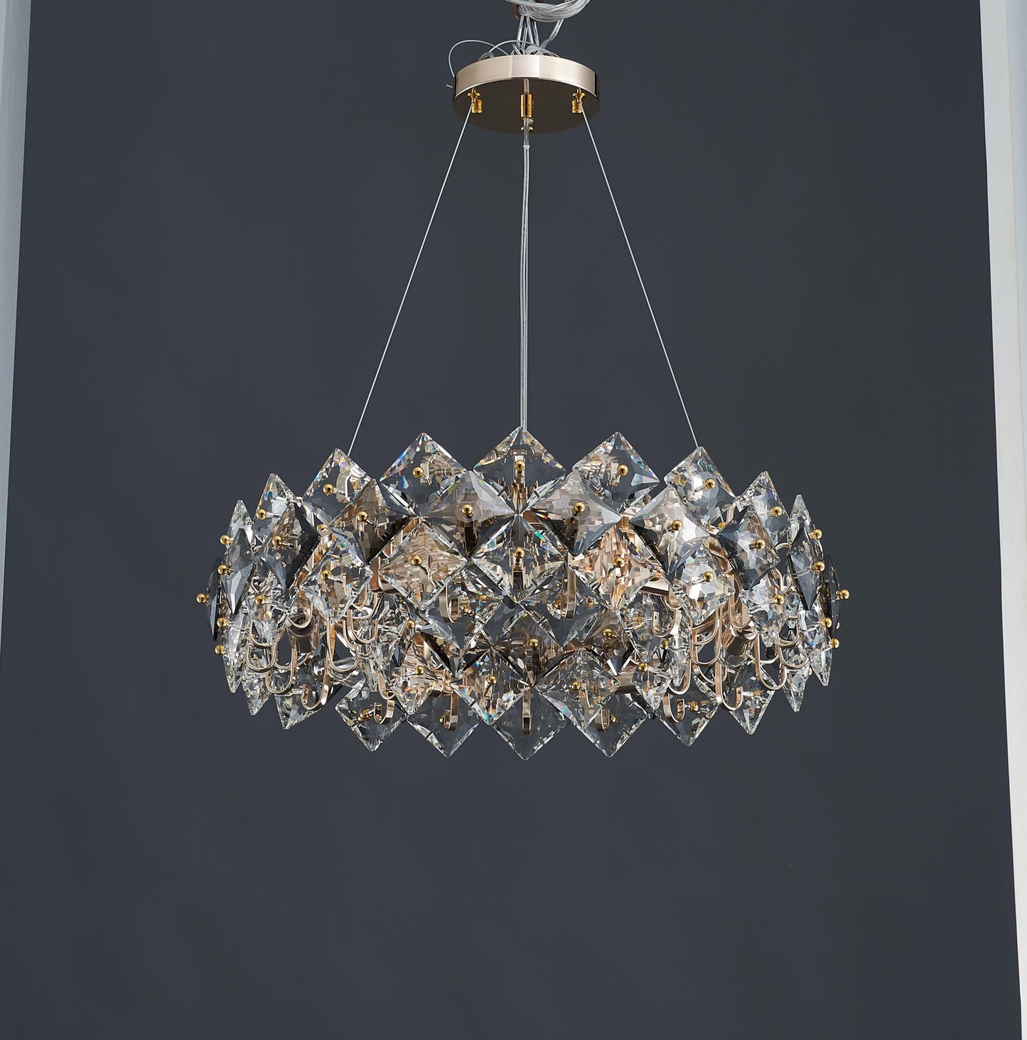 Premium Electroplated Gold Chandelier| Modern Hardware and Clear Light with Stunning K9 Crystal Accents