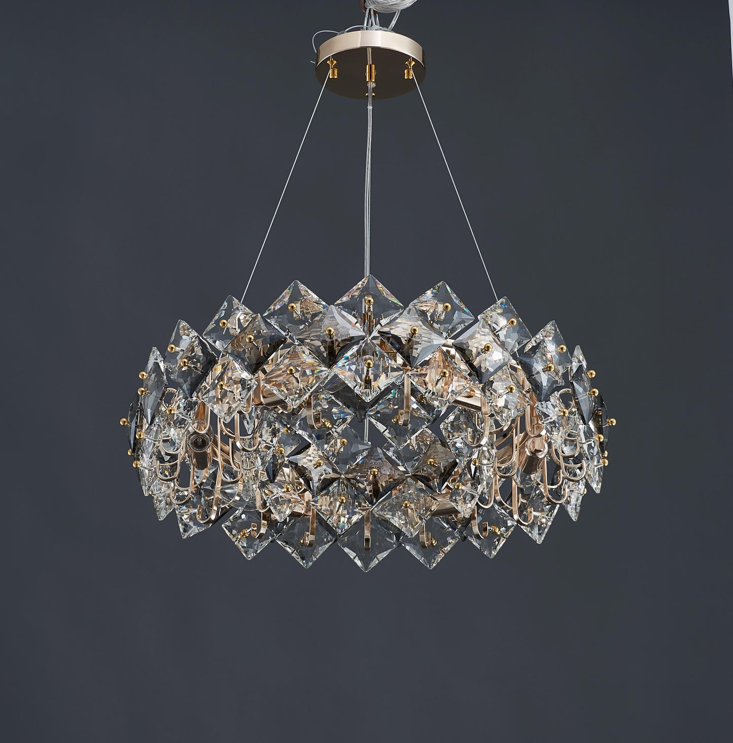 Premium Electroplated Gold Chandelier| Modern Hardware and Clear Light with Stunning K9 Crystal Accents