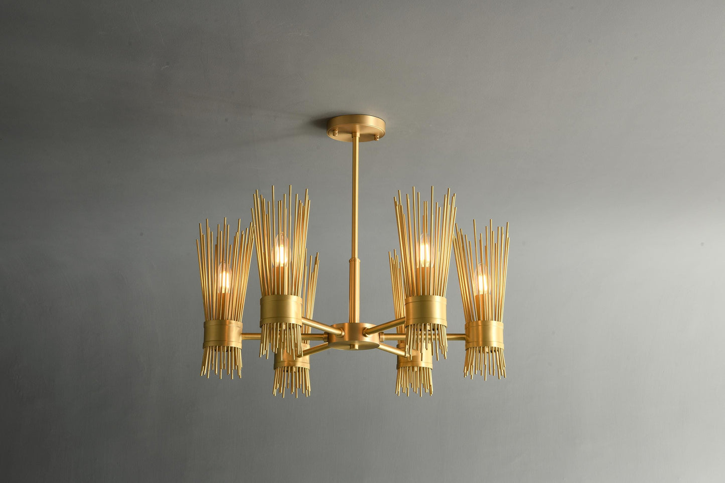 Stylish 6-Light Copper Fixture | Contemporary Copper Chandelier Design for Elegant Home Lighting