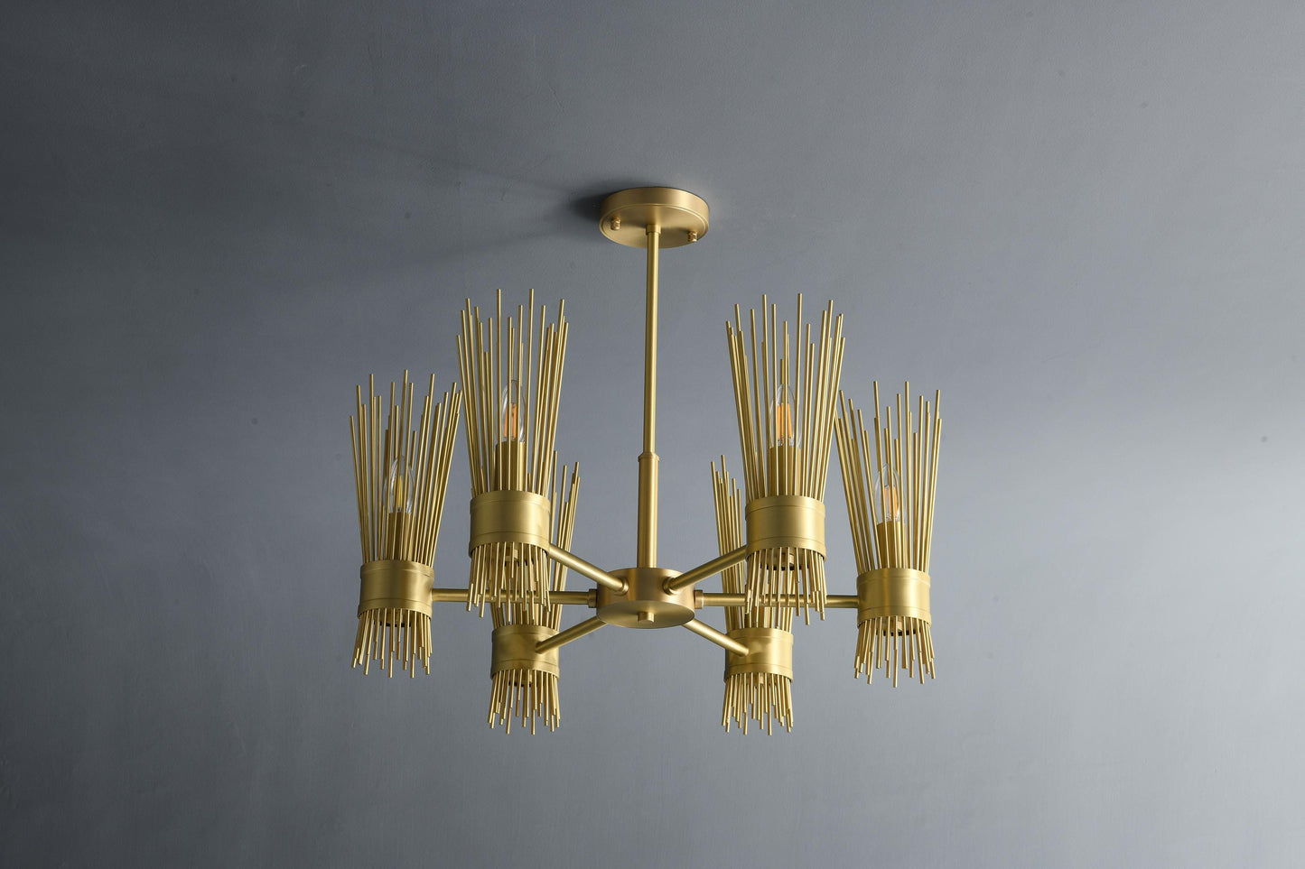 Stylish 6-Light Copper Fixture | Contemporary Copper Chandelier Design for Elegant Home Lighting