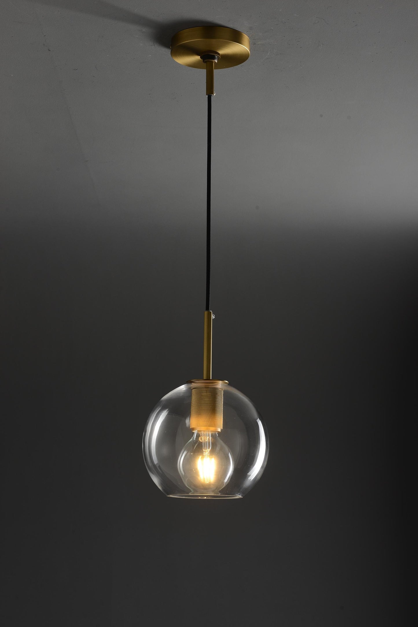Handmade Copper and Glass Geometric Chandelier - Vintage Glass Pendant Light