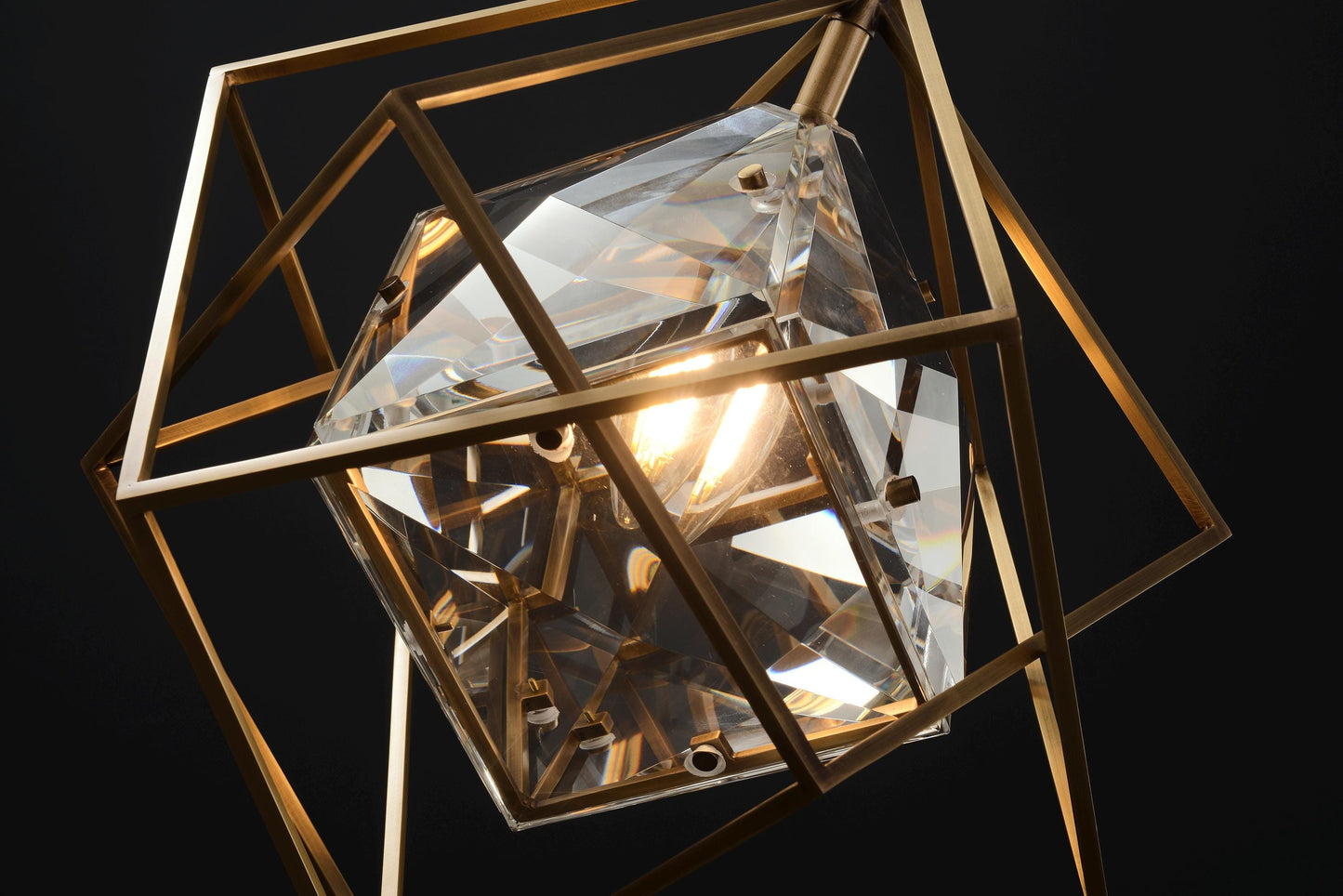 Refined Single-Hanging Bronze and Copper Chandelier | Modern Bronze Chandelier with Vintage Crystal Accents