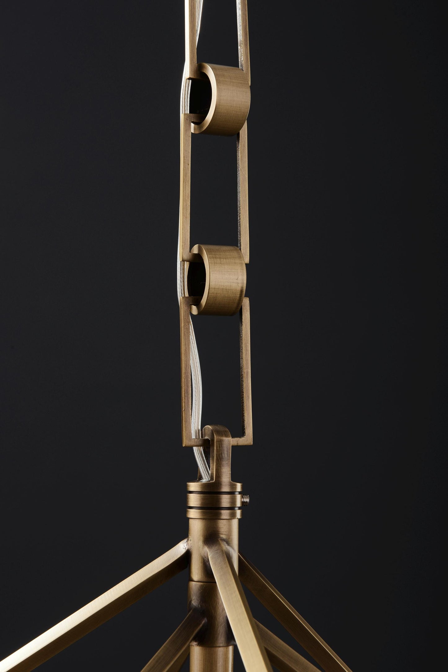 Refined Single-Hanging Bronze and Copper Chandelier | Modern Bronze Chandelier with Vintage Crystal Accents