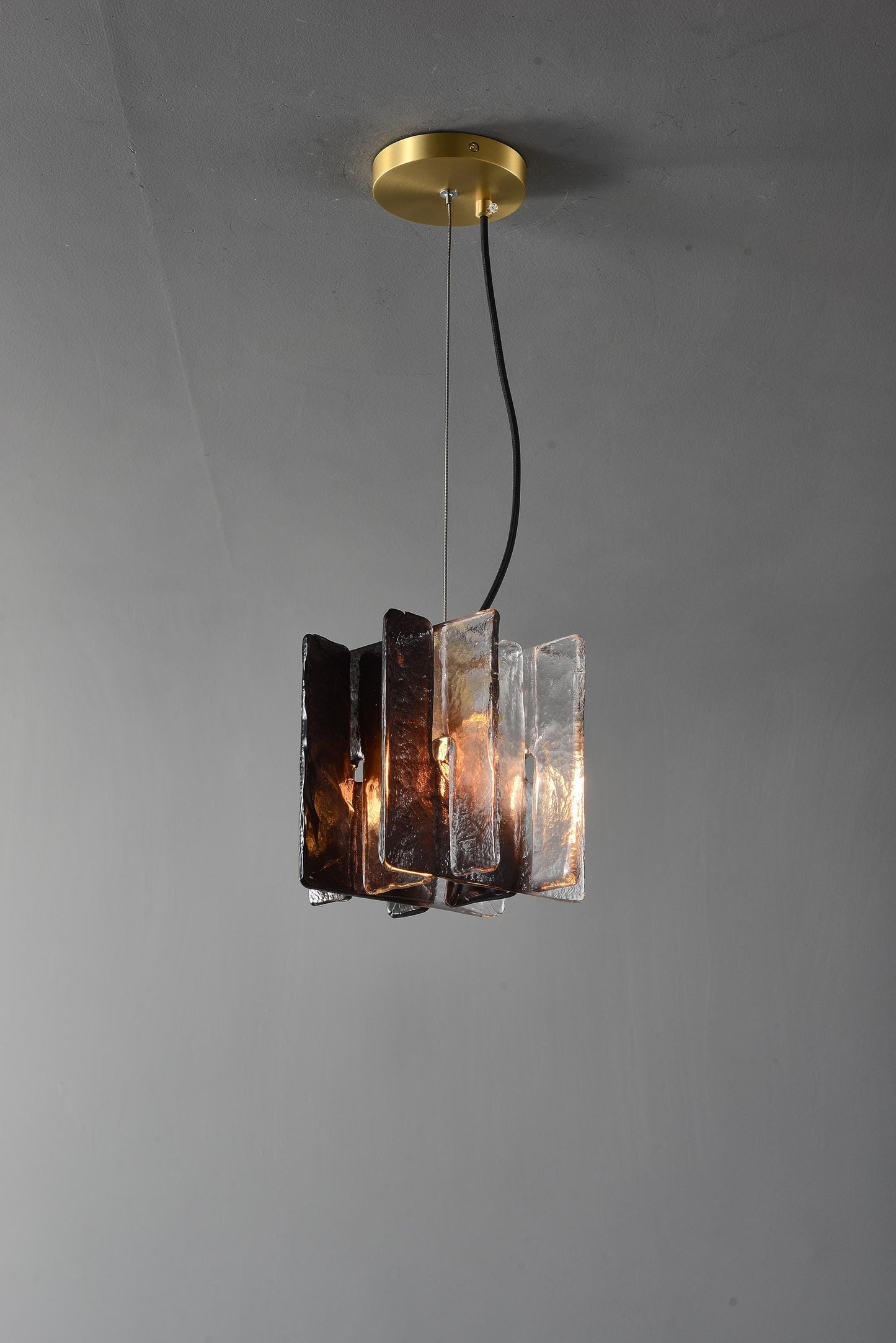 Handcrafted Vintage Rustic Black Frame Copper and Glass Chandelier – Modern Luxury Pendant Lighting Fixture