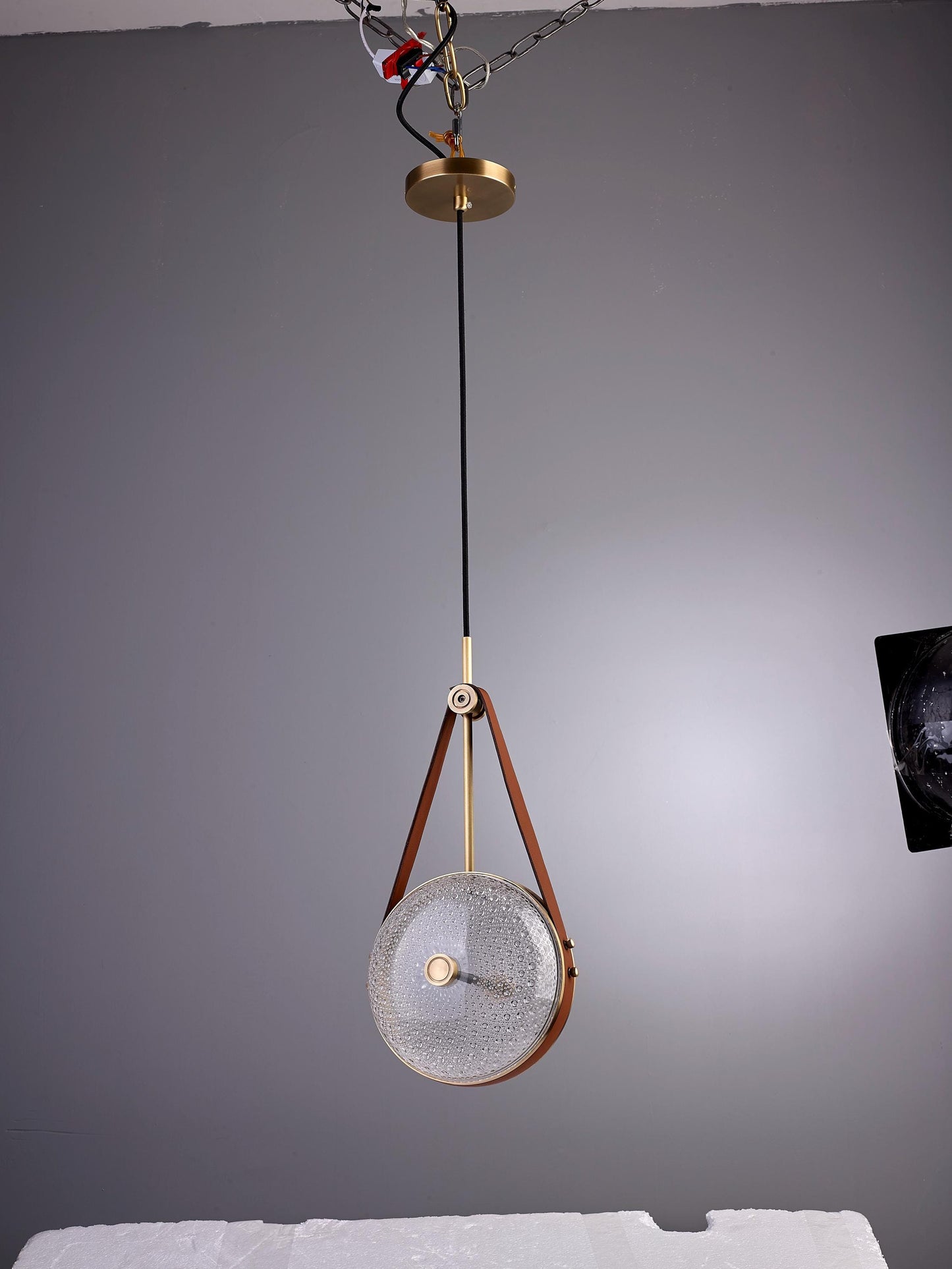 Contemporary Brown Chandelier with Copper and Glass Accents-Elegant Lighting for Modern Spaces