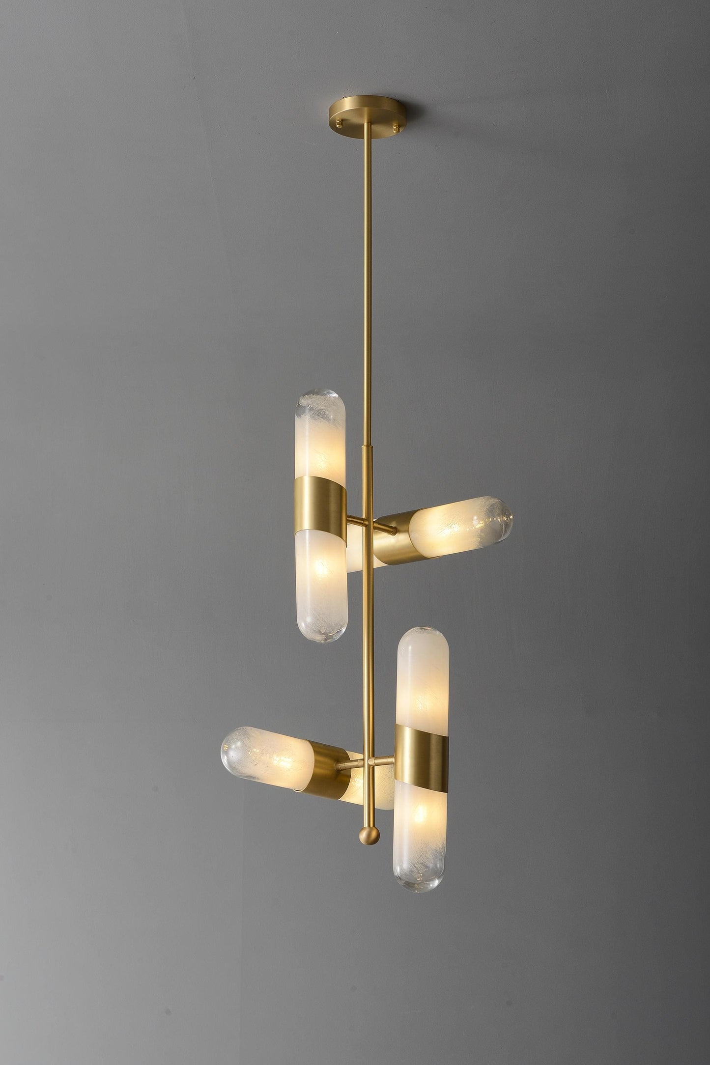 3 Vintage and Modern Brass Frame Glass Chandelier | Luxury Copper Hanging Light Fixture with Antique Mid-Century Design
