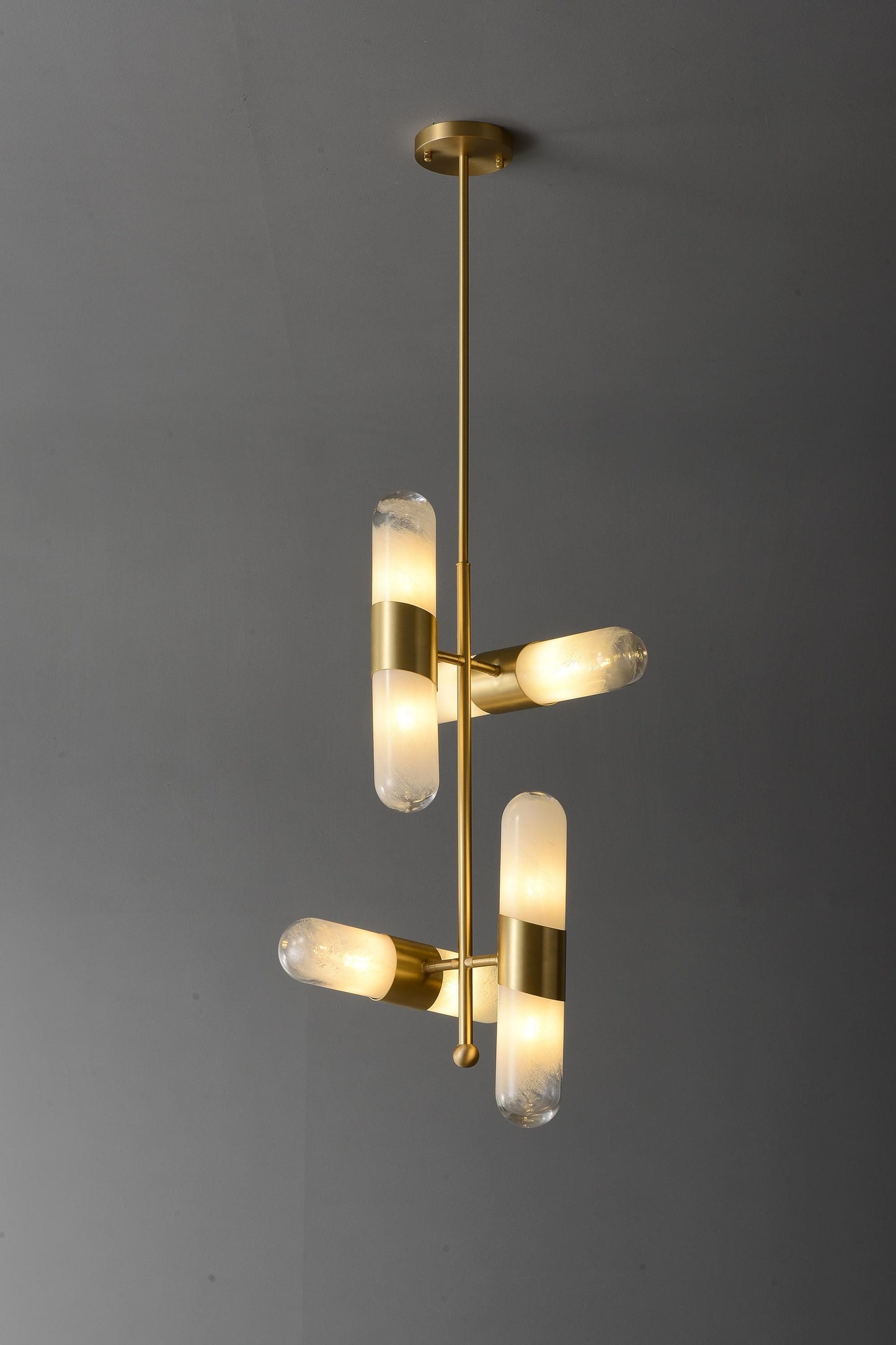 3 Vintage and Modern Brass Frame Glass Chandelier | Luxury Copper Hanging Light Fixture with Antique Mid-Century Design