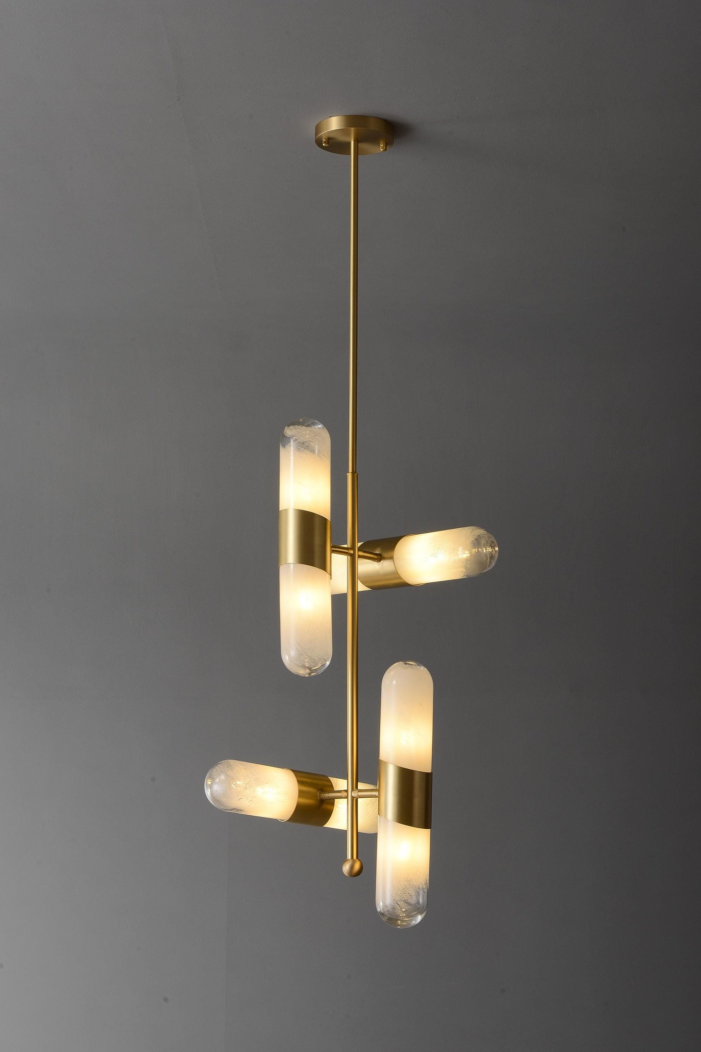 3 Vintage and Modern Brass Frame Glass Chandelier | Luxury Copper Hanging Light Fixture with Antique Mid-Century Design