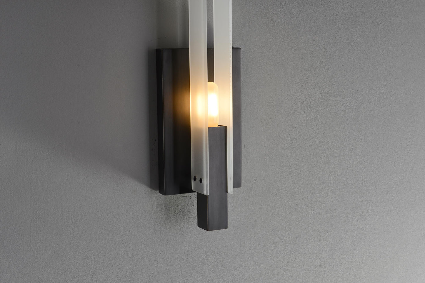 Modern Sconce Brass Black Wall Lamp Copper and Glass Design