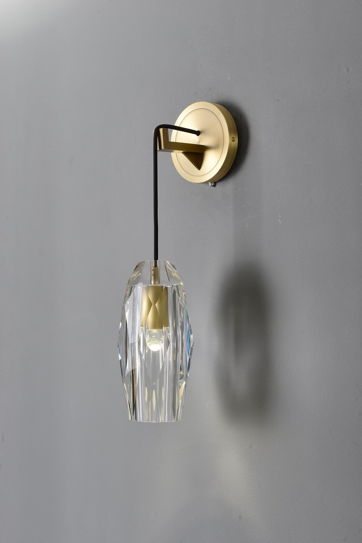 Bronze Shade Brass Copper Crystal Wall Lamp