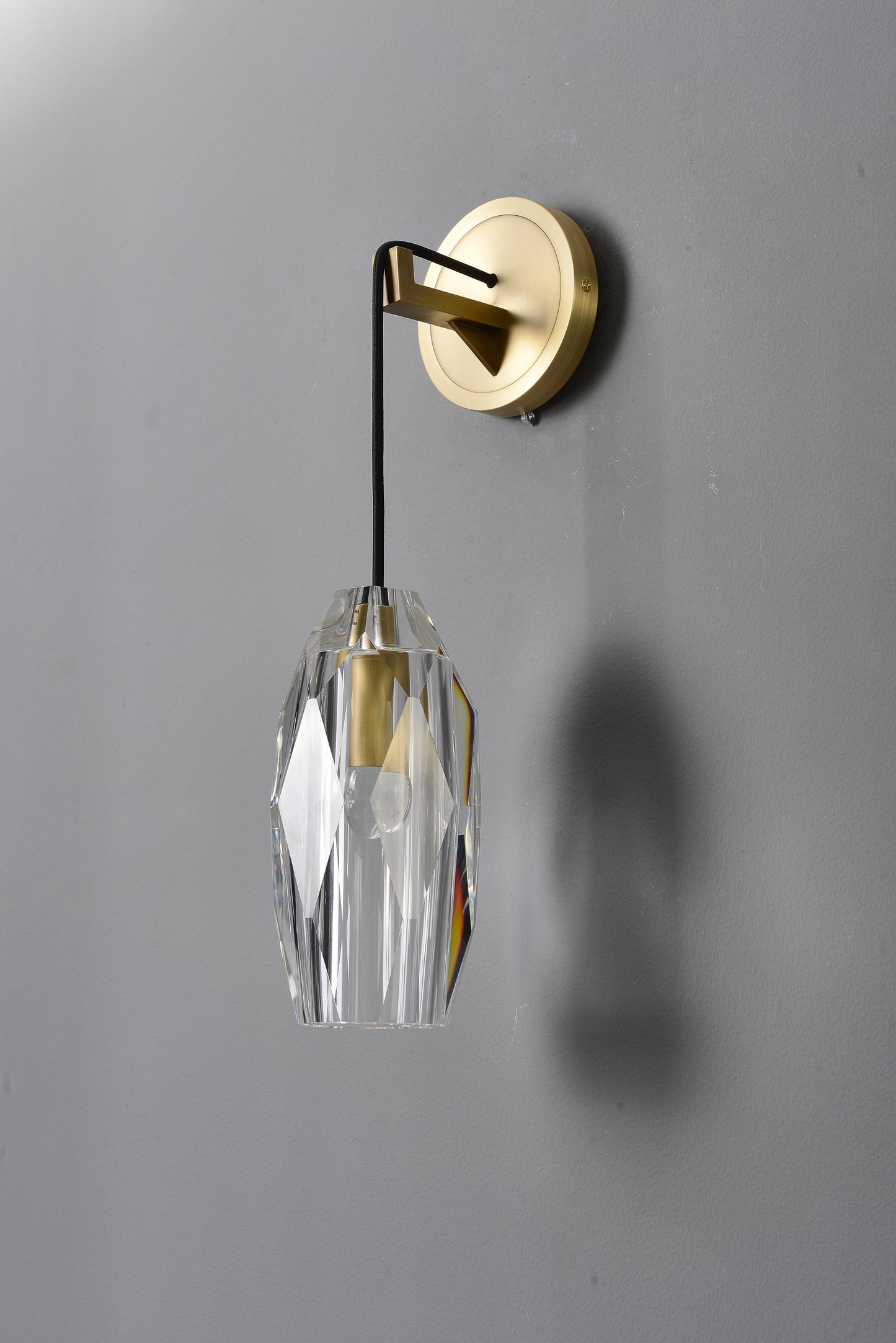 Bronze Shade Brass Copper Crystal Wall Lamp