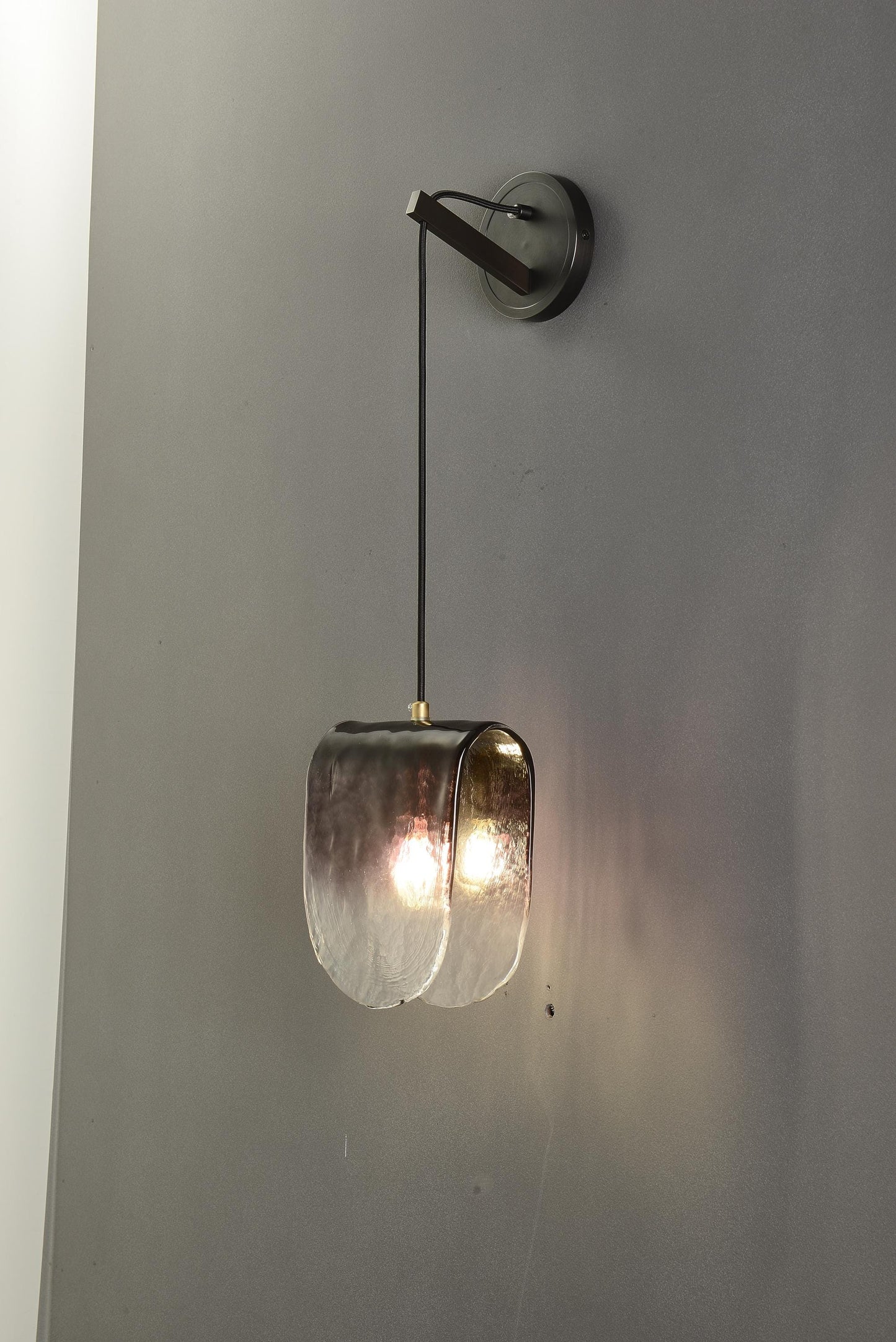 Modern Wall Fixture Brass Glass Copper Wall Lamp in Black