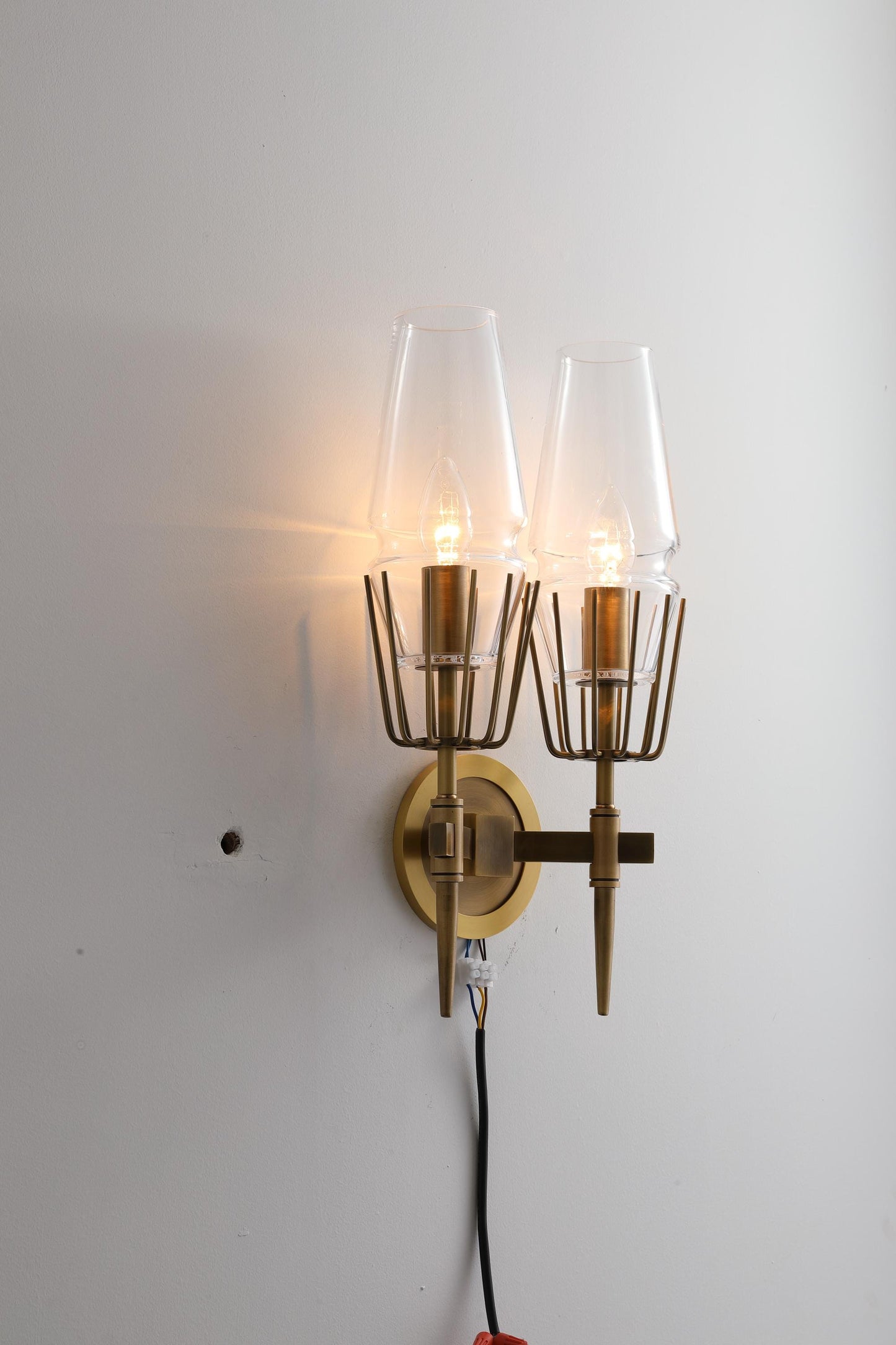 Rustic Bronze Copper Wall Lamp Glass Pendant for Dining and Living Room