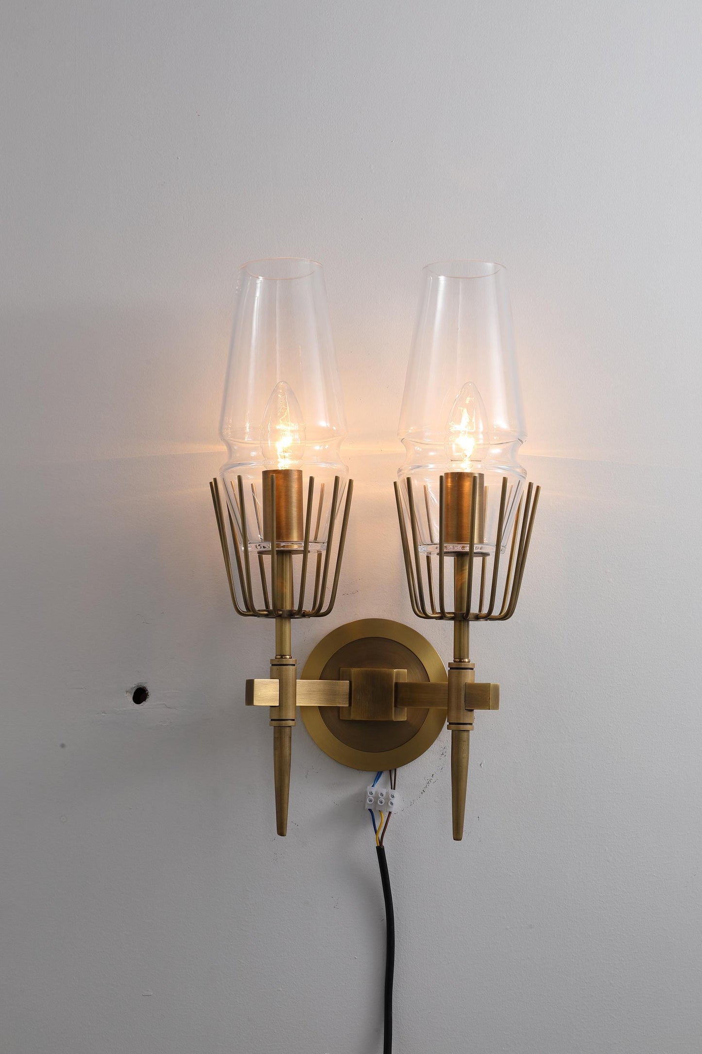 Rustic Bronze Copper Wall Lamp Glass Pendant for Dining and Living Room