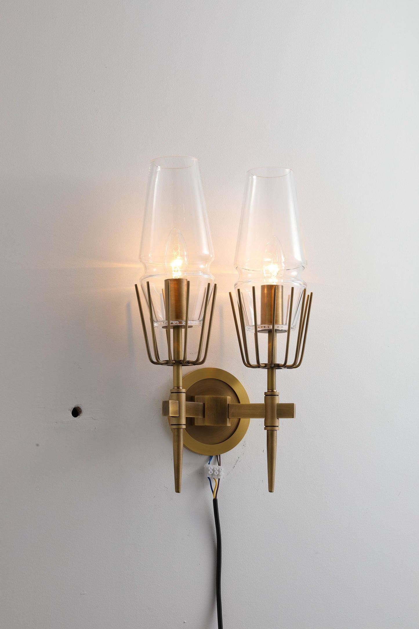 Rustic Bronze Copper Wall Lamp Glass Pendant for Dining and Living Room