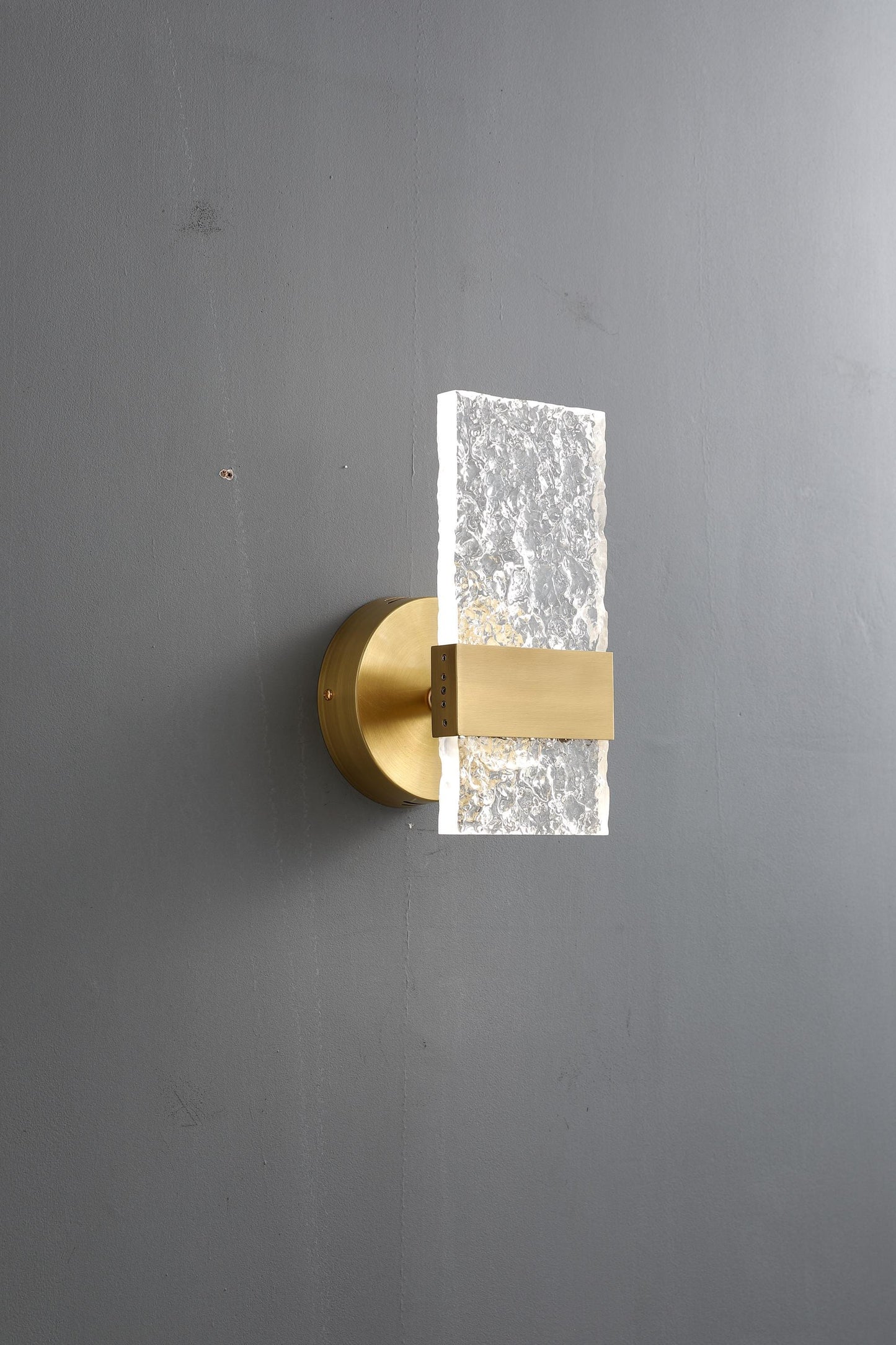 Vintage Sconce Stone Pattern Acrylic and Copper Wall Lamp