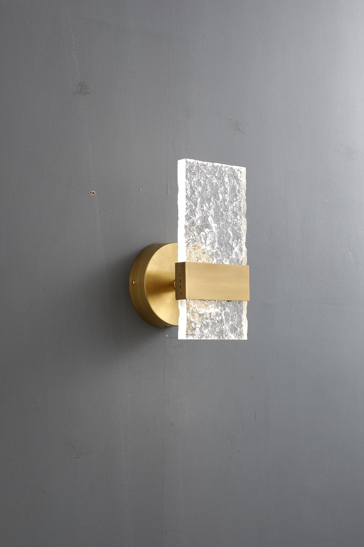 Vintage Sconce Stone Pattern Acrylic and Copper Wall Lamp