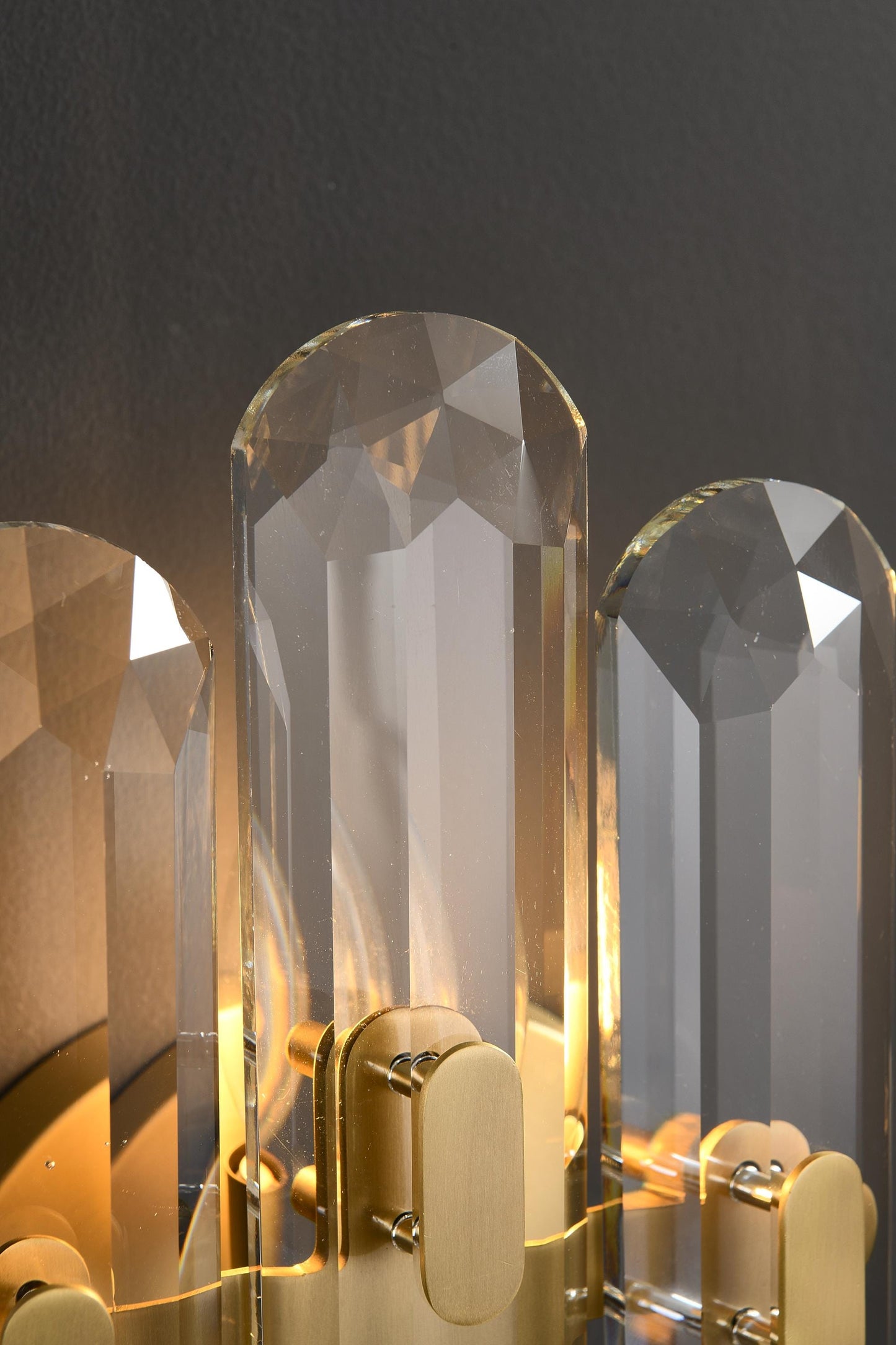 Mid-Century Antique Wall Lamp with K9 Crystal and Copper Finish