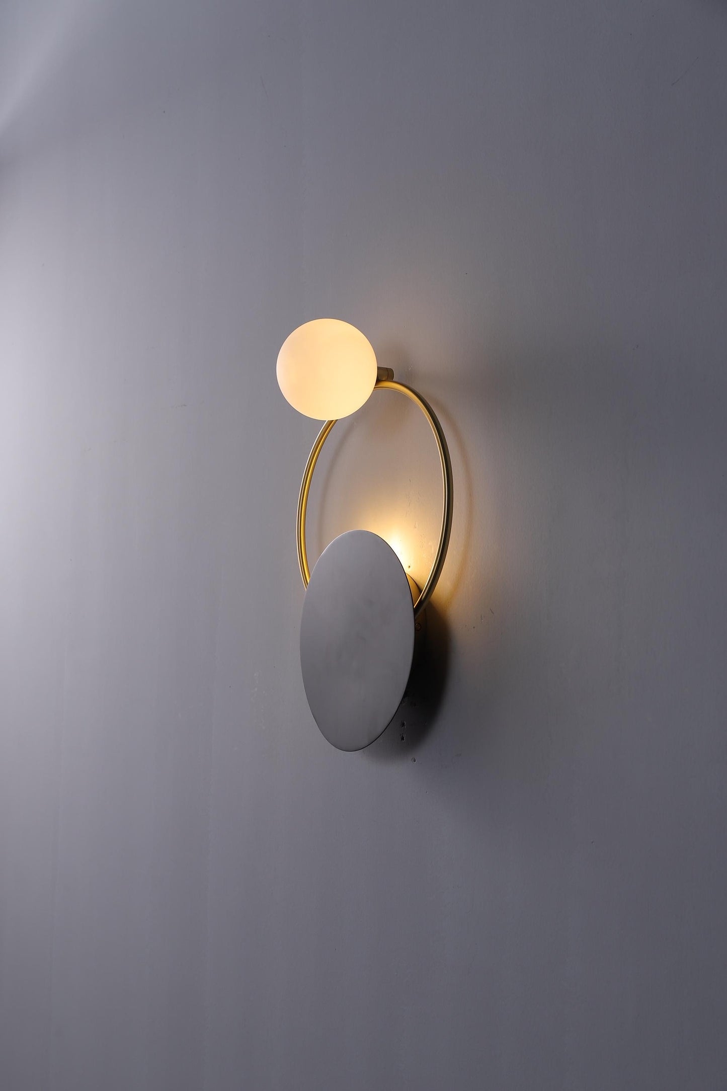 Mid-Century Wall Lamp with Brass Lamp Body and Glass Lamp Shade – Black + Copper Finish