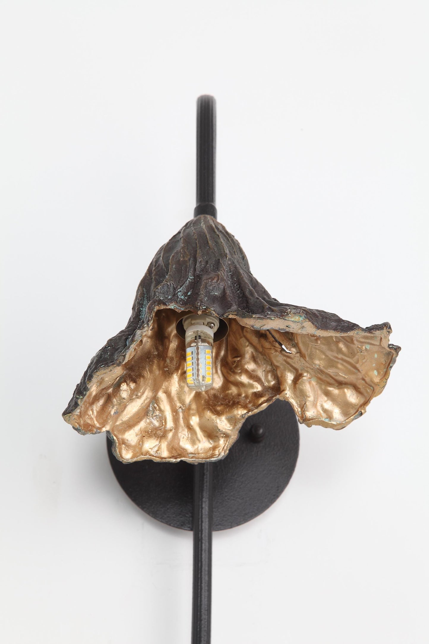 Vintage Copper, Iron, and Glass Wall Lamp – Elegant Brass Sconce for Timeless Interiors