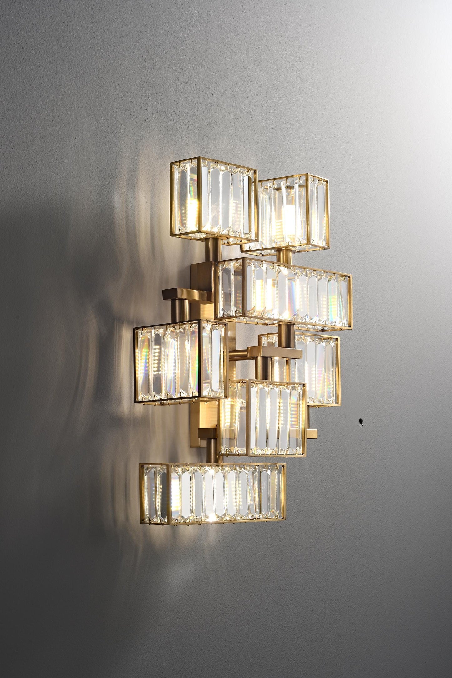 Bohemian Wall Art: Copper + Crystal Wall Lamp Mid-century Light Fixture