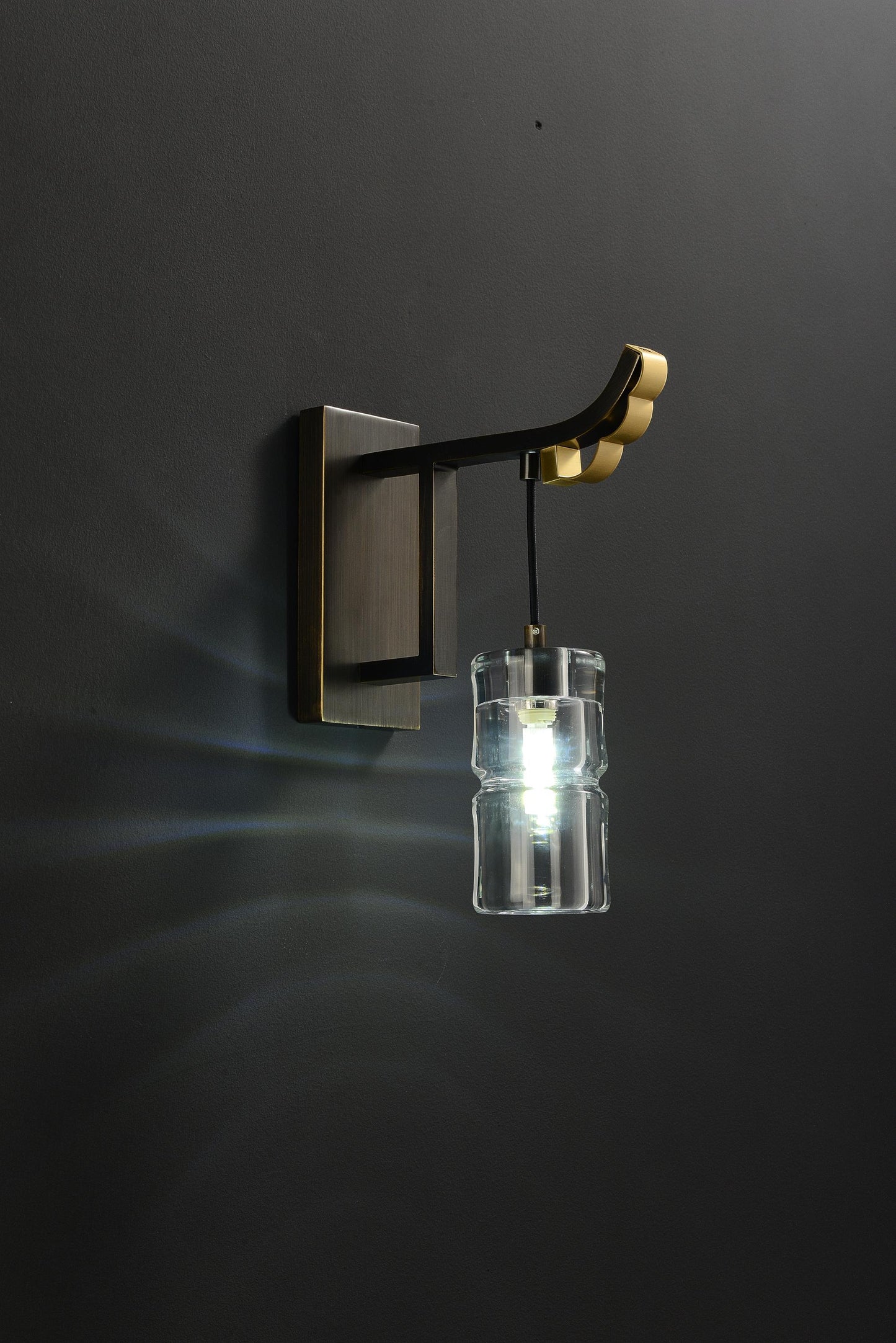 Art Deco Bronze Brushed Wall Light | Copper and Crystal Wall Lamp with Elegant Design