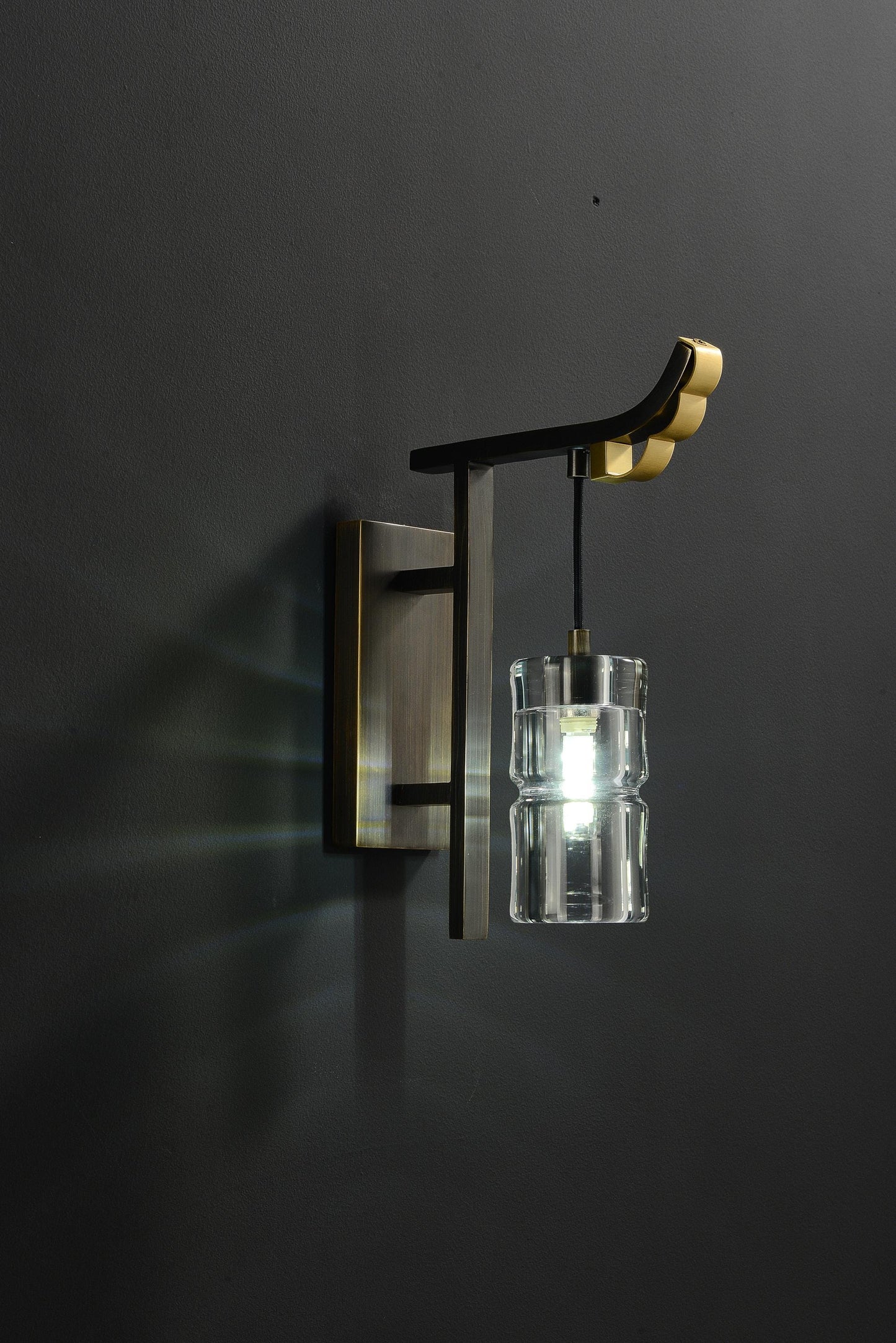 Sophisticated Copper and Crystal Wall Lighting | Bronze Brushed Wall Lamp with Modern Art Deco Flair