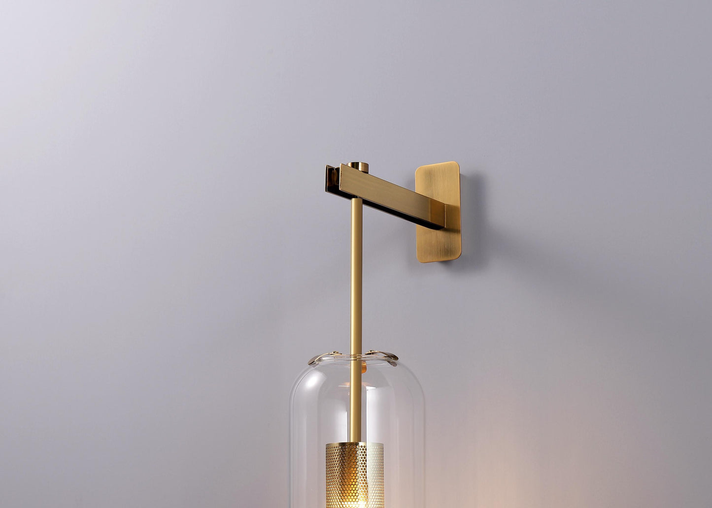 Modern Iron Wall Light with Glass Shade | Black and Copper Wall Lamp | Industrial Style and Art Deco Fusion