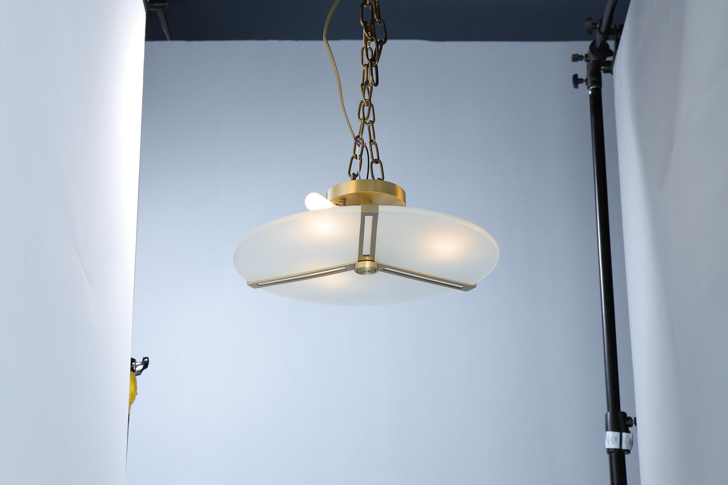 Contemporary Copper and Glass Ceiling Lamp | Designer Pendant Light Fixture with Elegant Industrial Style
