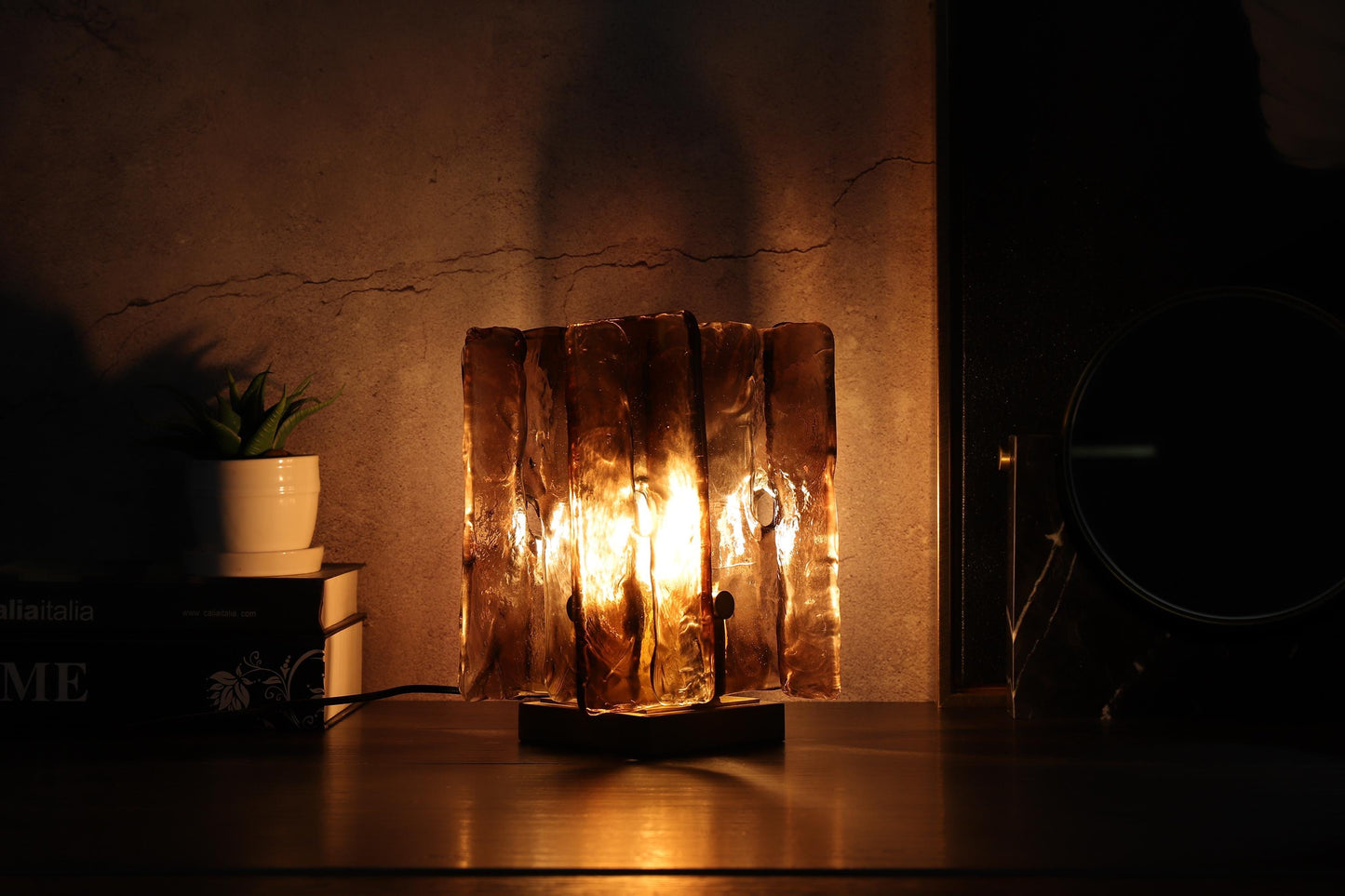 Copper and Glass Table Lamp | Modern Industrial Elegance | Stylish Vintage Copper Glass Desk Lighting
