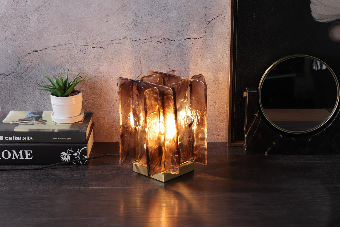 Copper and Glass Table Lamp | Modern Industrial Elegance | Stylish Vintage Copper Glass Desk Lighting