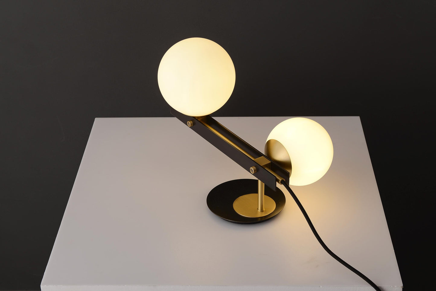 Chic Copper Black Table Lamp - Modern Glass and Copper Desk Lighting, Designer Industrial Style