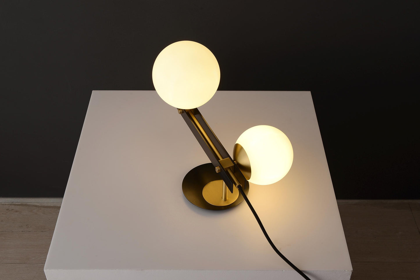 Chic Copper Black Table Lamp - Modern Glass and Copper Desk Lighting, Designer Industrial Style