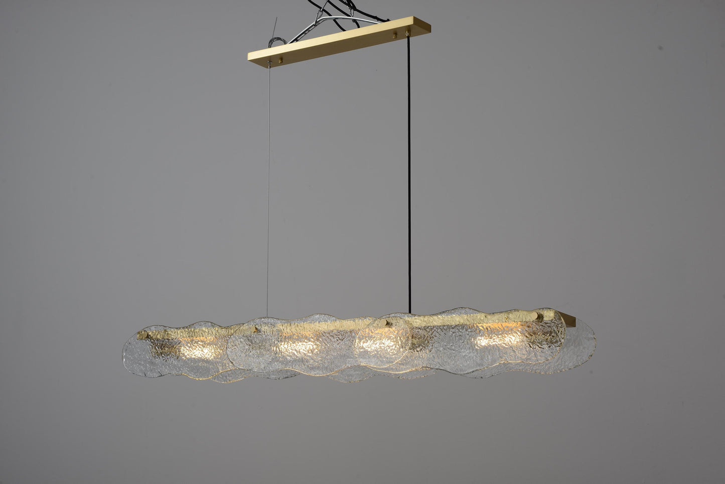 4 Globes Mid-Century Copper and Glass Chandelier | Vintage-Inspired Chandelier with Sculptural, Industrial Style for Living Rooms
