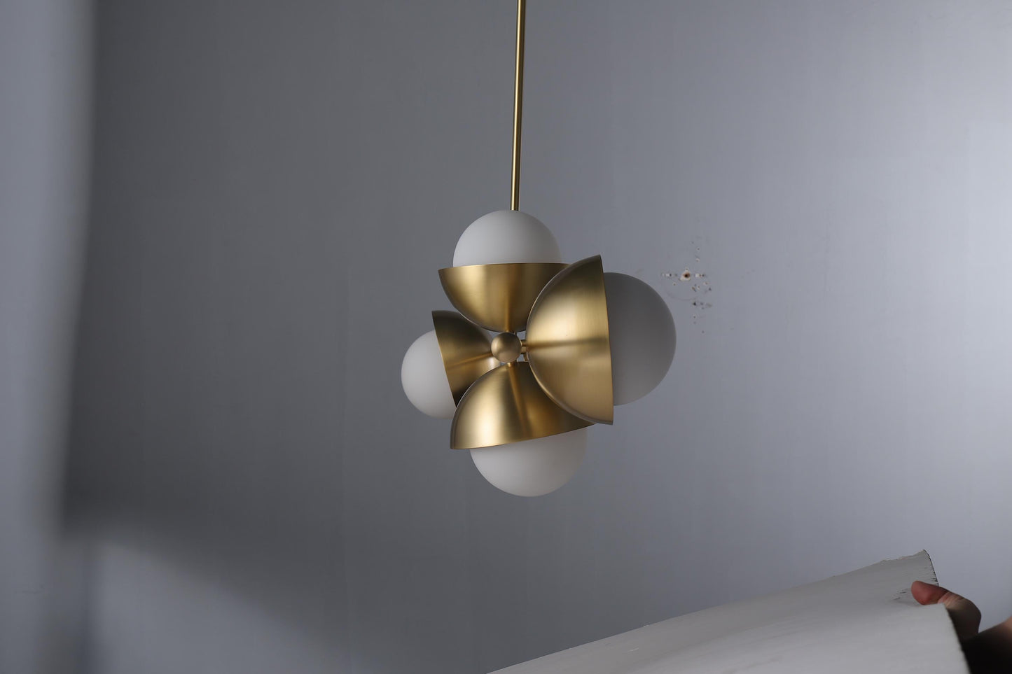 6-Globe Luxury Copper and Glass Chandelier | Mid-Century Modern, Industrial Style Statement Lighting with Contemporary Copper Finish