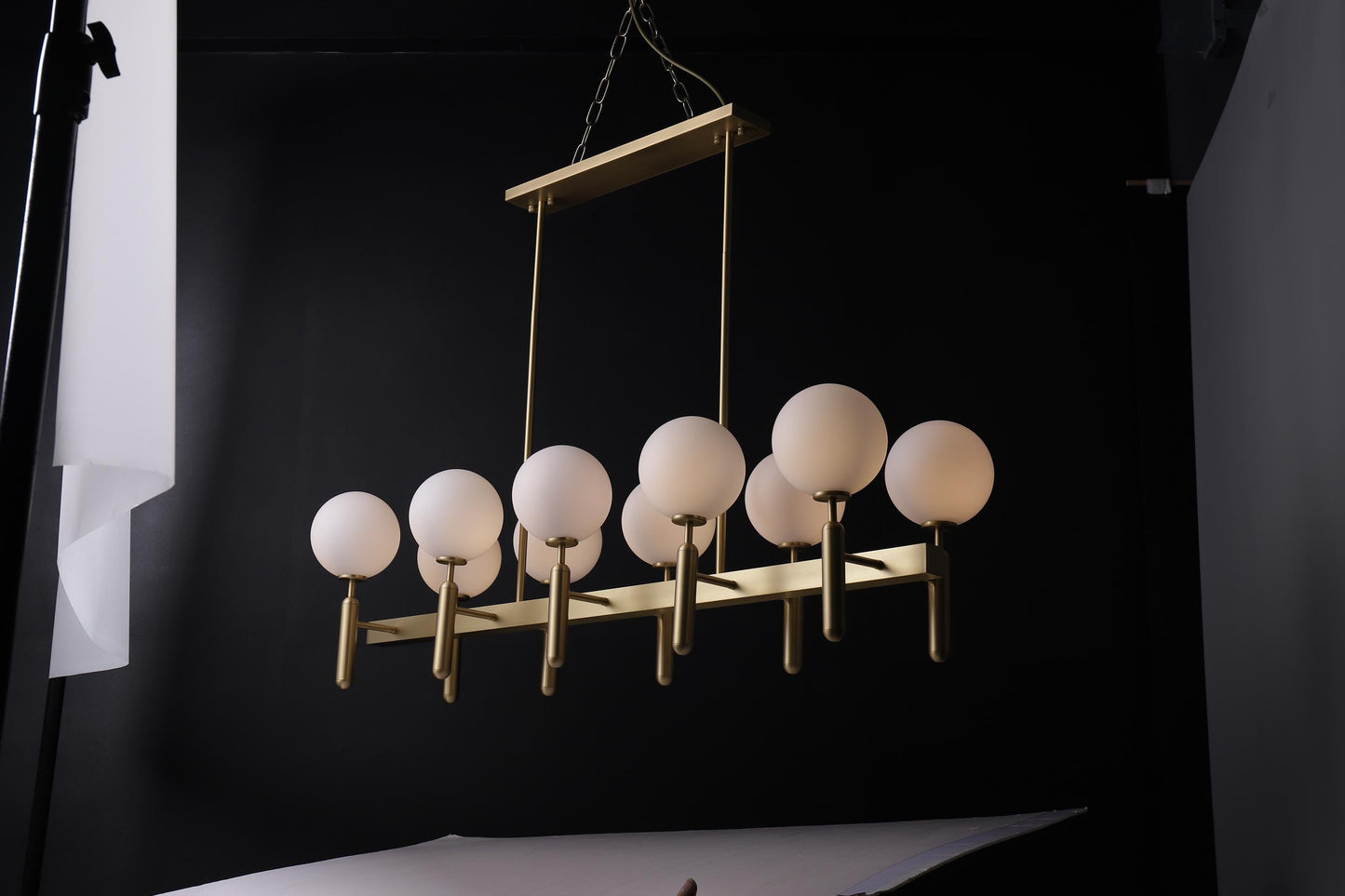 6 Light Custom Globes Copper and Glass Chandelier | A Unique Mid-Century Modern Statement with Vintage Industrial Style