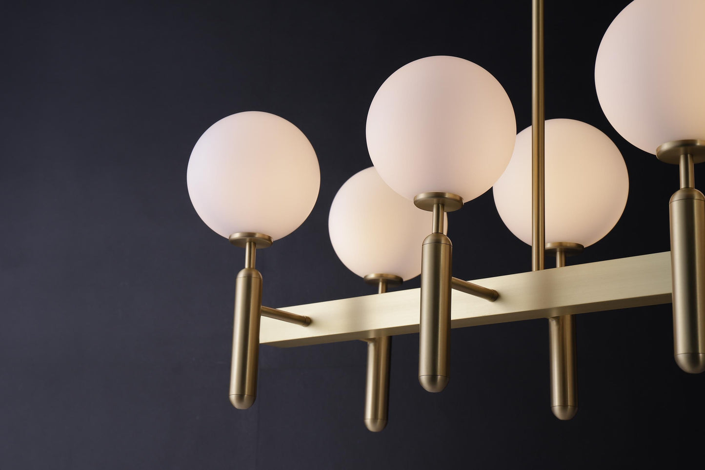 6 Light Custom Globes Copper and Glass Chandelier | A Unique Mid-Century Modern Statement with Vintage Industrial Style